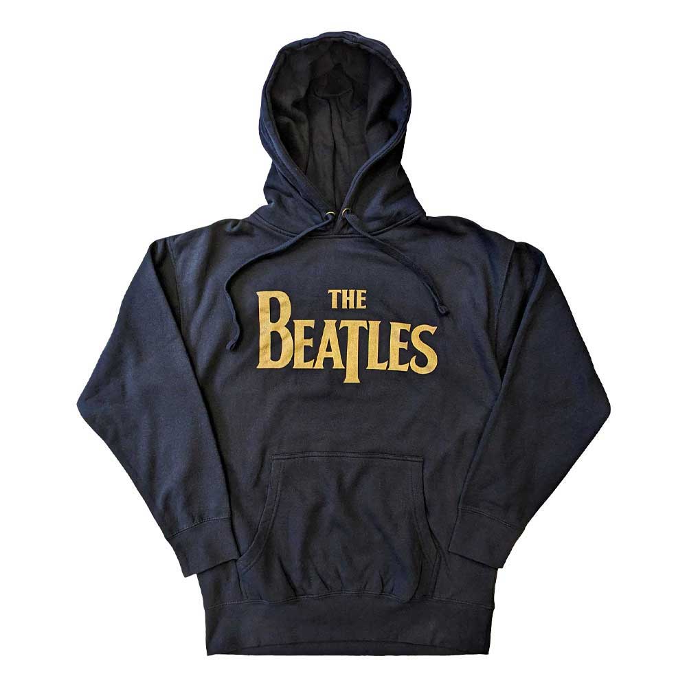 The Beatles Hoodie Gold Drop T Band Logo new Official Unisex Navy