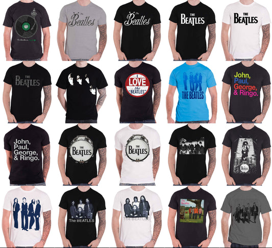 Official The Beatles Classic Drop T Band Logo Portait Photo Apple new Mens