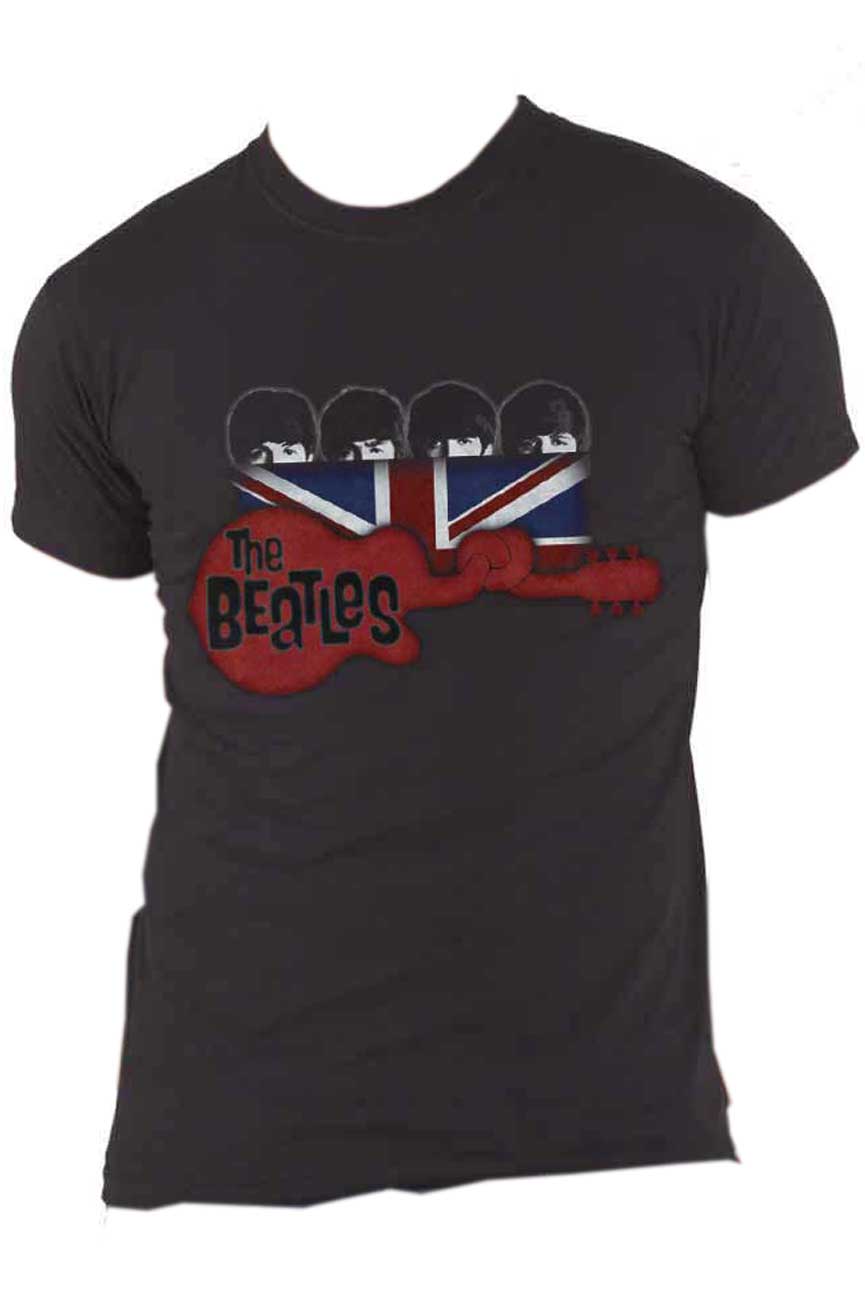 The Beatles Guitar and Flag T Shirt