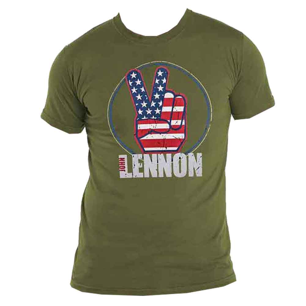 John Lennon Peace Fingers US Flag T Shirt