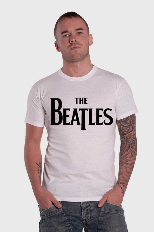 The Beatles Classic Drop T Band Logo T Shirt
