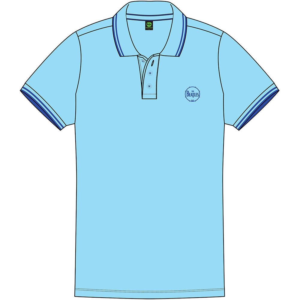 The Beatles Unisex Polo Shirt: Drum Logo (Light Blue)