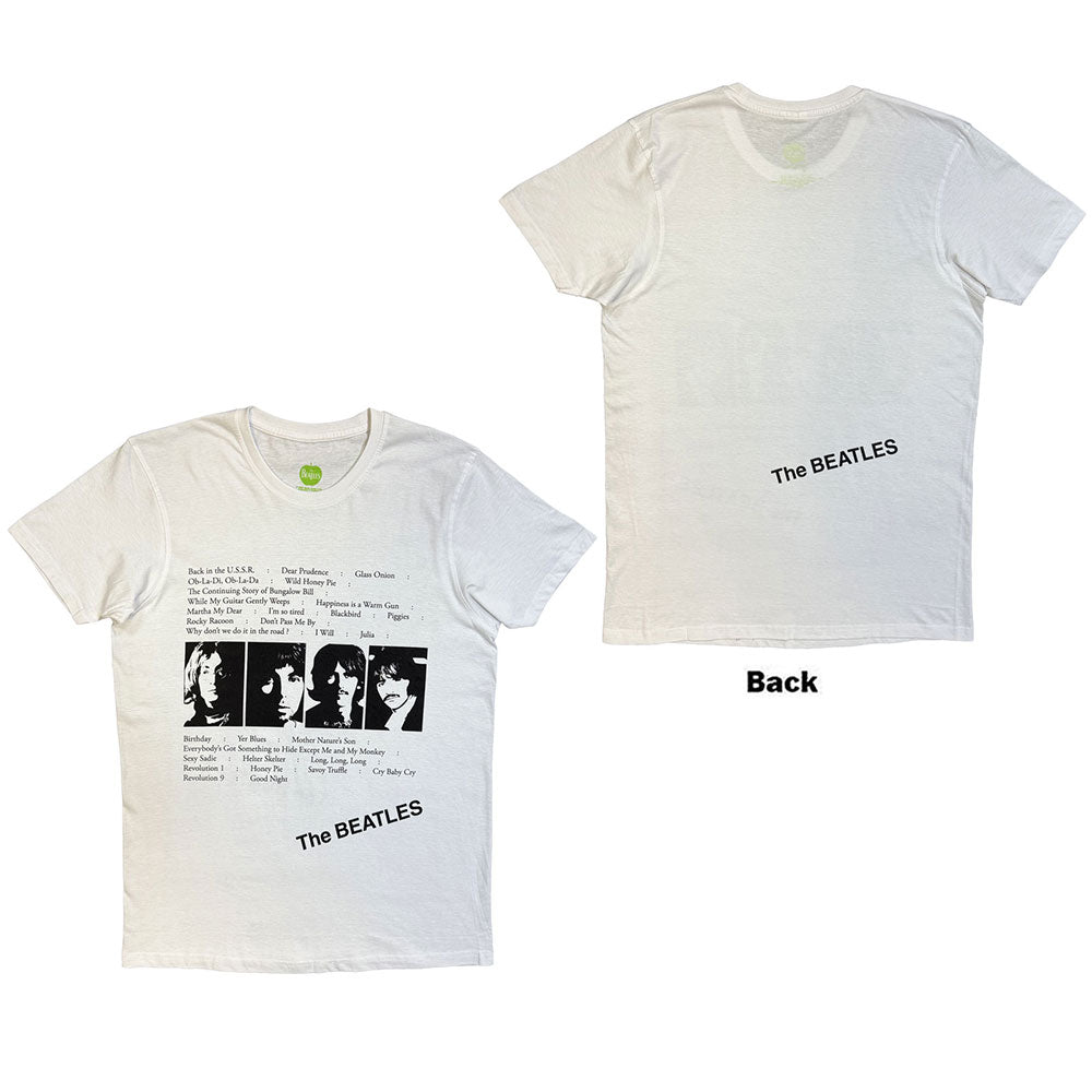 The Beatles White Album Tracks Back Print T Shirt