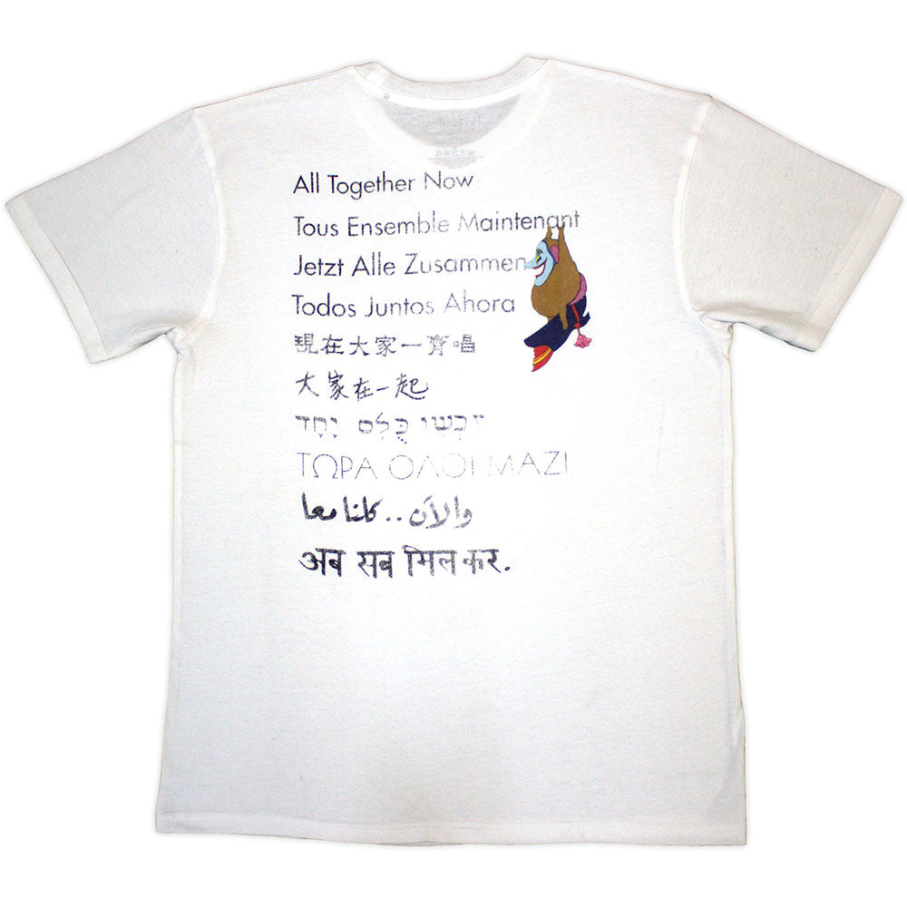 The Beatles Unisex T-Shirt: Yellow Submarine Heads Collage / ATN (White) (Back Print)