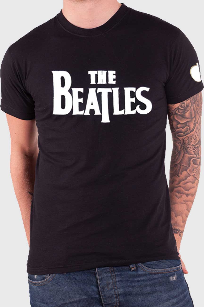 The Beatles Drop T Band Logo Applique T Shirt