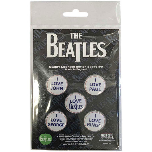 The Beatles I Love The Beatles 5 Pack Button Badge Pack