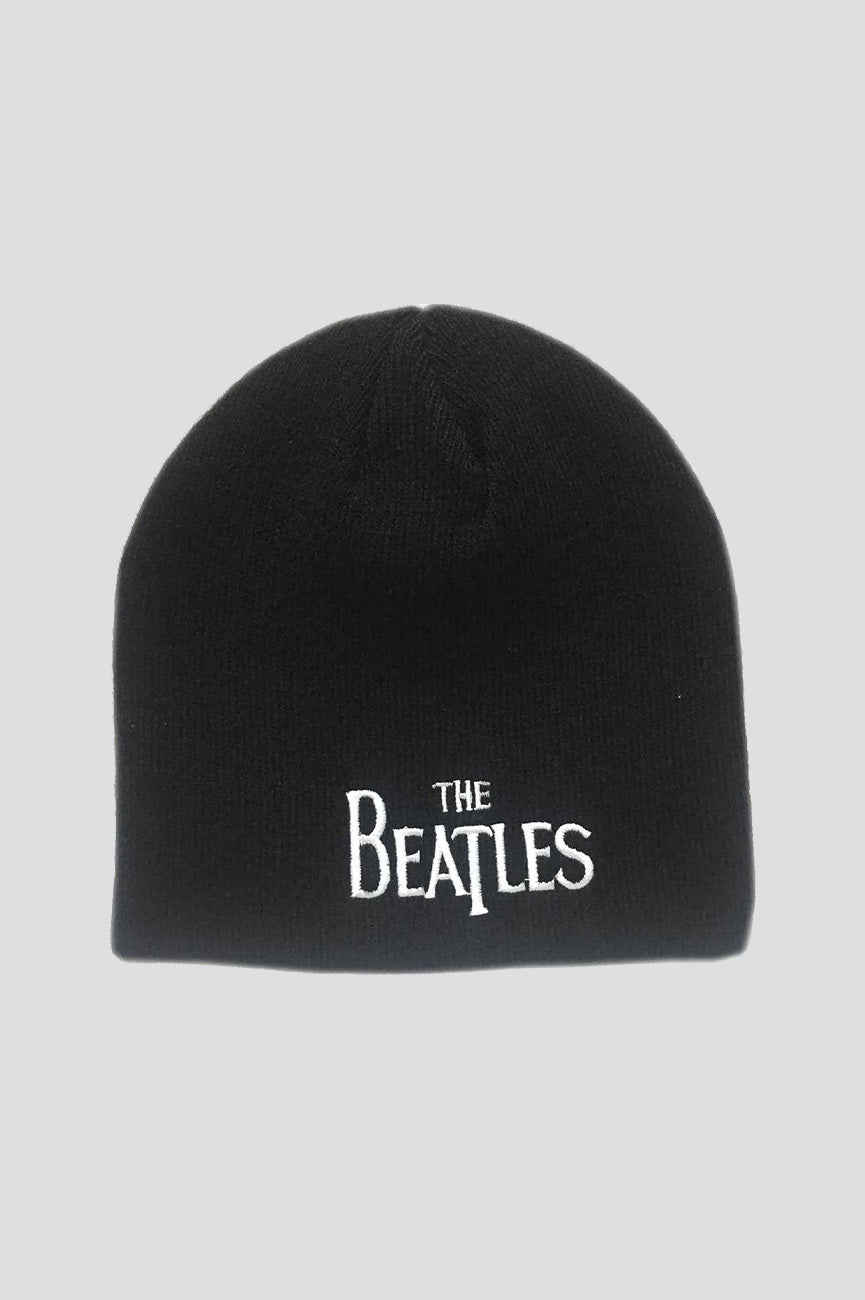 The Beatles Beanie Hat Classic Drop T Band Logo New Official Black