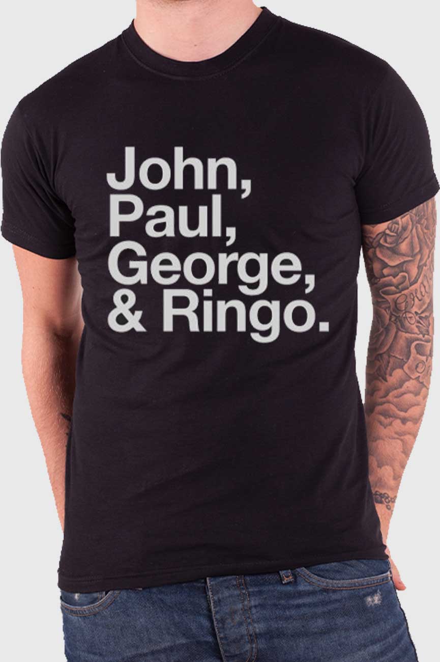 The Beatles John Paul George & Ringo T-Shirt - Black Colourway