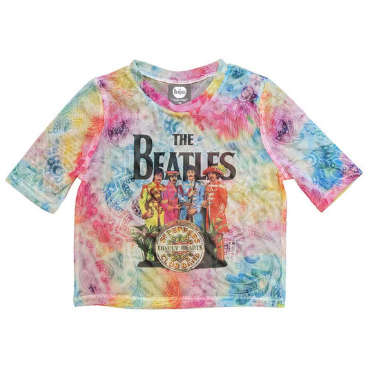 The Beatles Sgt Pepper All over Print Mesh Crop Top