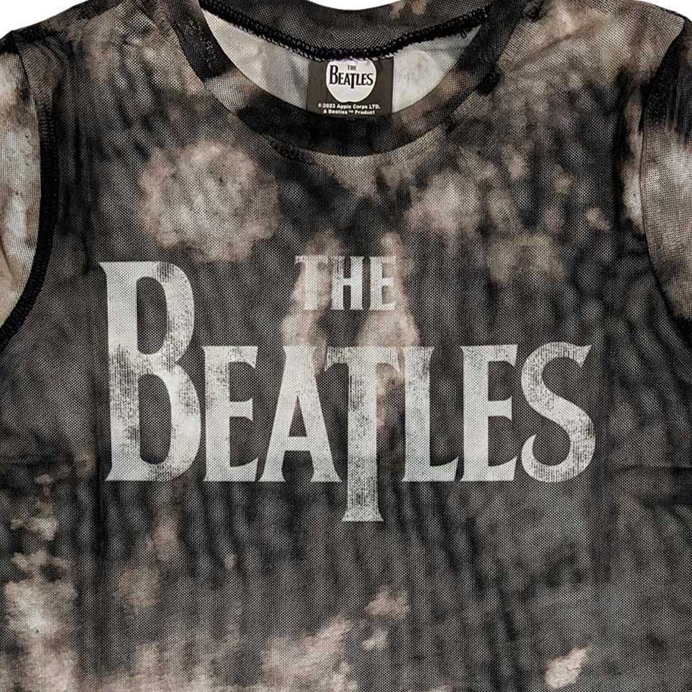 The Beatles Drop T Band Logo Mesh Crop Top