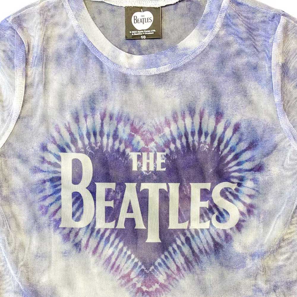 The Beatles Heart Drop T Logo Mesh Crop Top