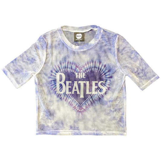 The Beatles Heart Drop T Logo Mesh Crop Top