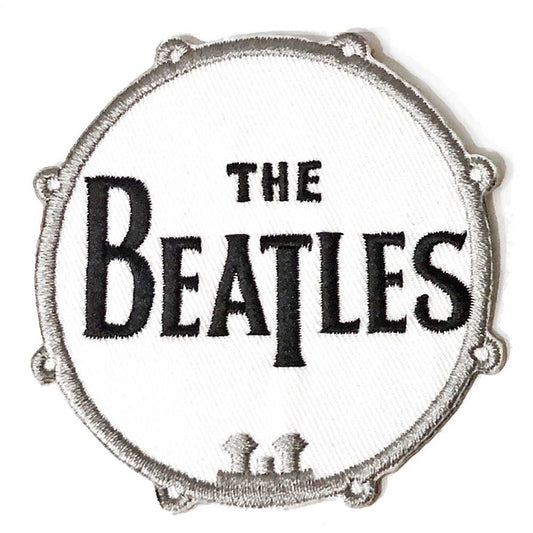 The Beatles Patch Drum Band Logo new Official White Embroidered woven iron on