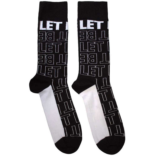 The Beatles Let It Be Text Outlines Repeat Ankle Socks