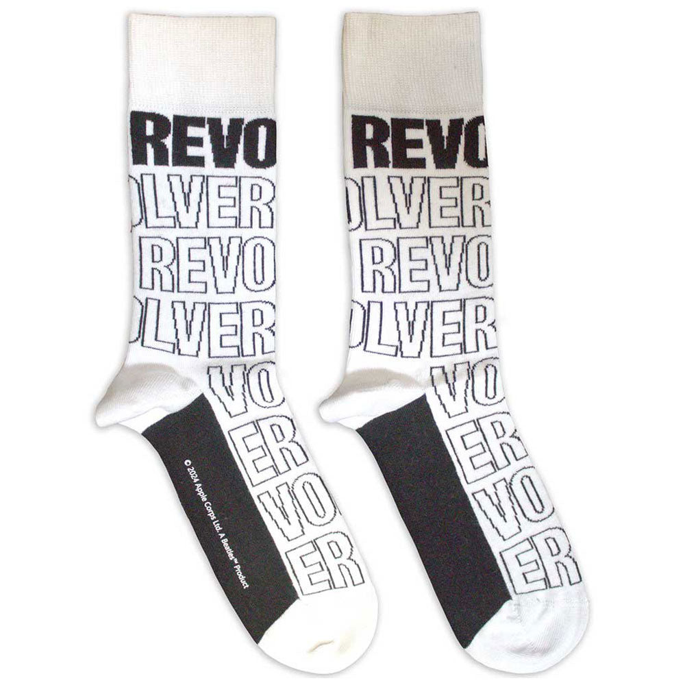 The Beatles Revolver Text Outline Repeat Ankle Socks