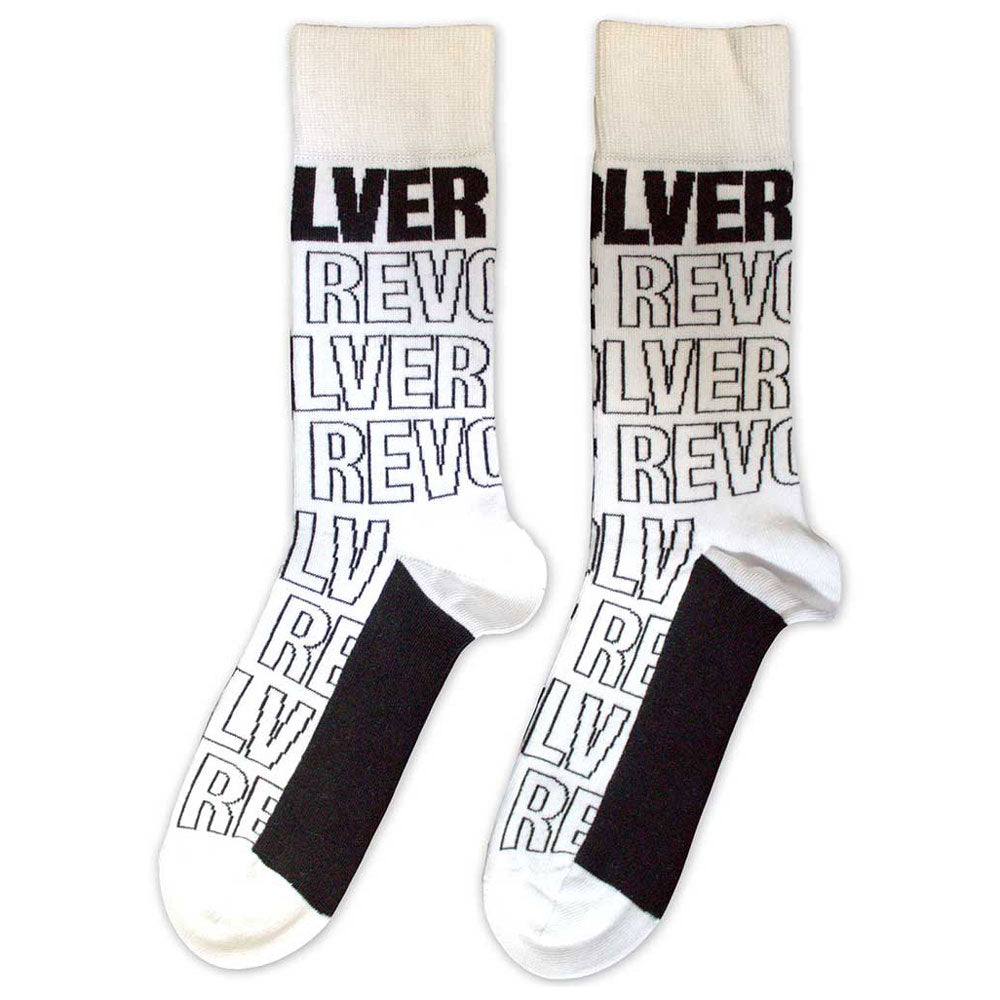 The Beatles Revolver Text Outline Repeat Ankle Socks