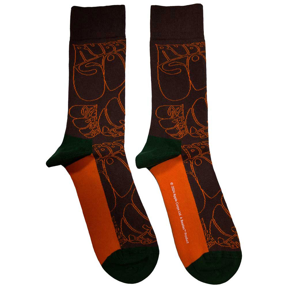 The Beatles Rubber Soul Text Outline Repeat Ankle Socks