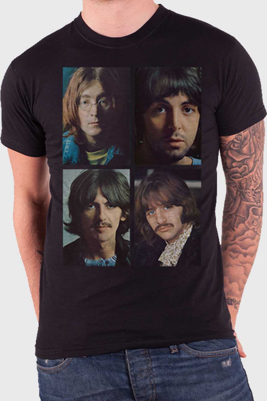 The Beatles White Album Faces Back Print T Shirt