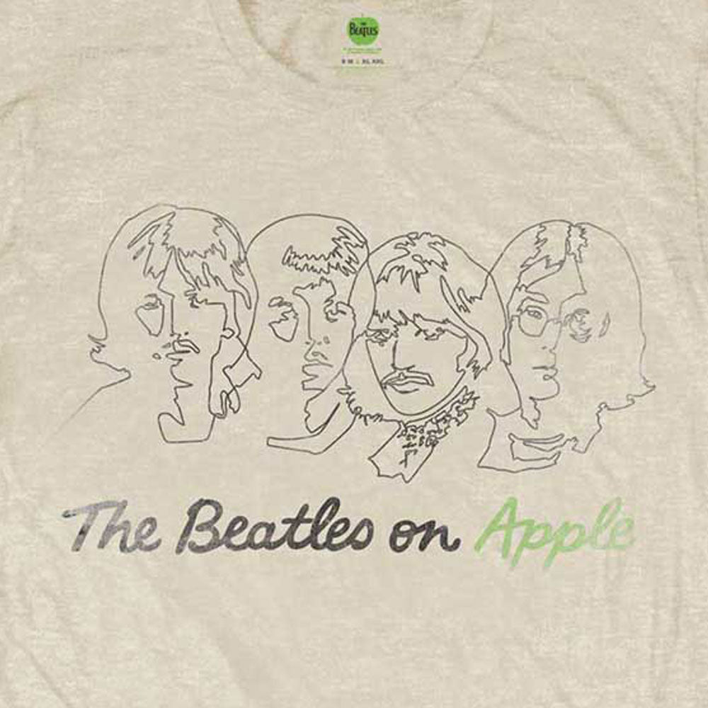 The Beatles Outline Faces on Apple T Shirt