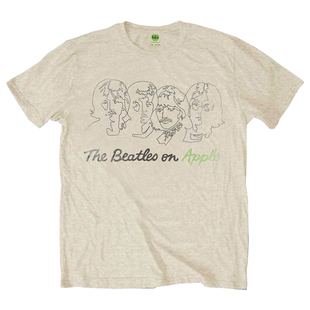 The Beatles Outline Faces on Apple T Shirt