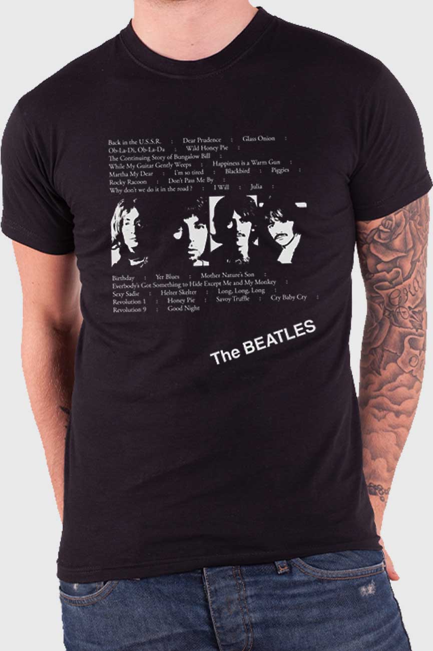The Beatles White Album Tracks Back Print T Shirt