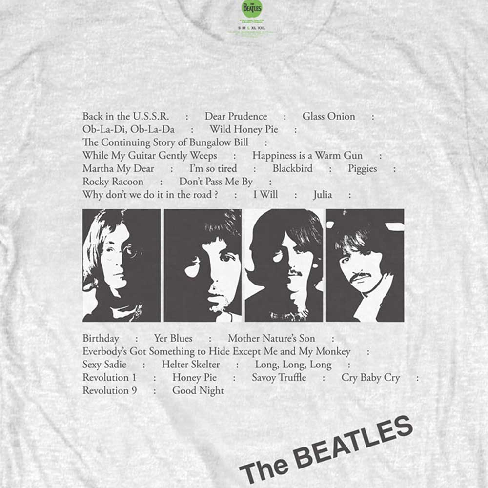 The Beatles White Album Tracks Back Print T Shirt