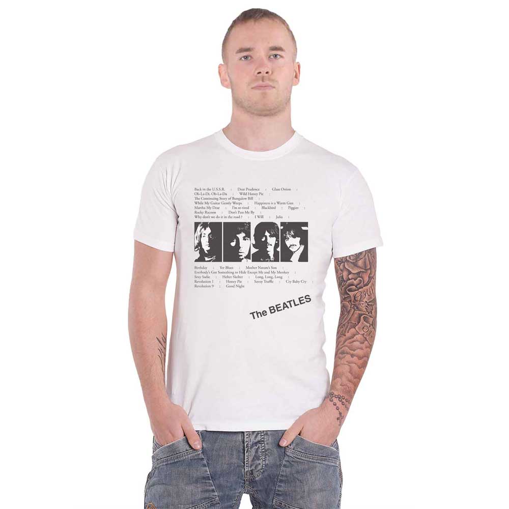 The Beatles White Album Tracks Back Print T Shirt