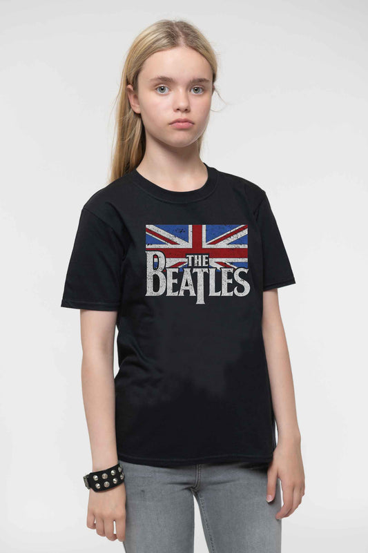 The Beatles Kids Drop T Logo Vintage Flag T Shirt
