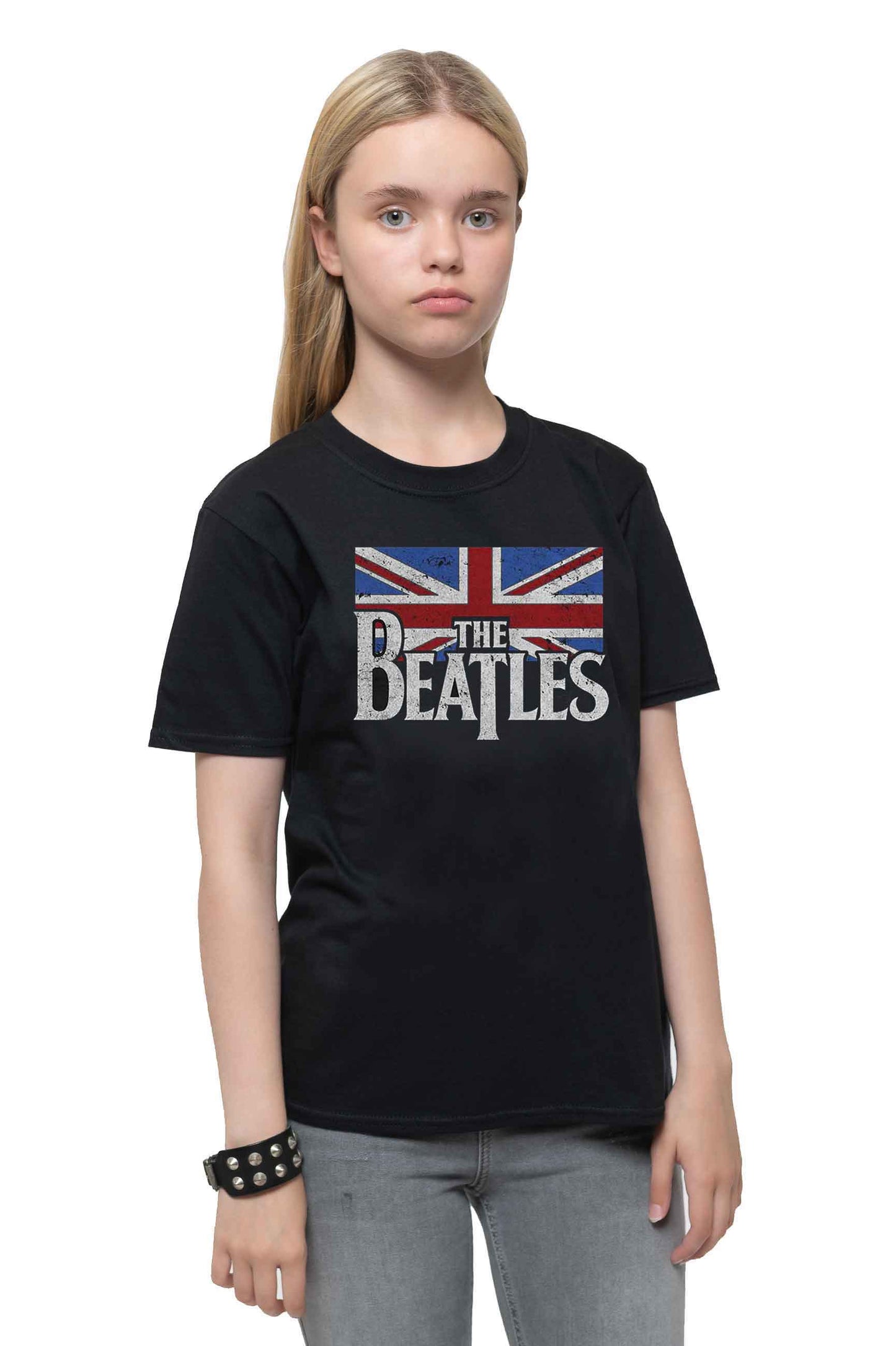 The Beatles Kids Drop T Logo Vintage Flag T Shirt