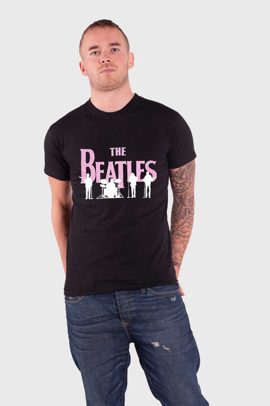 The Beatles Band Silhouettes Hi-Build Logo T Shirt