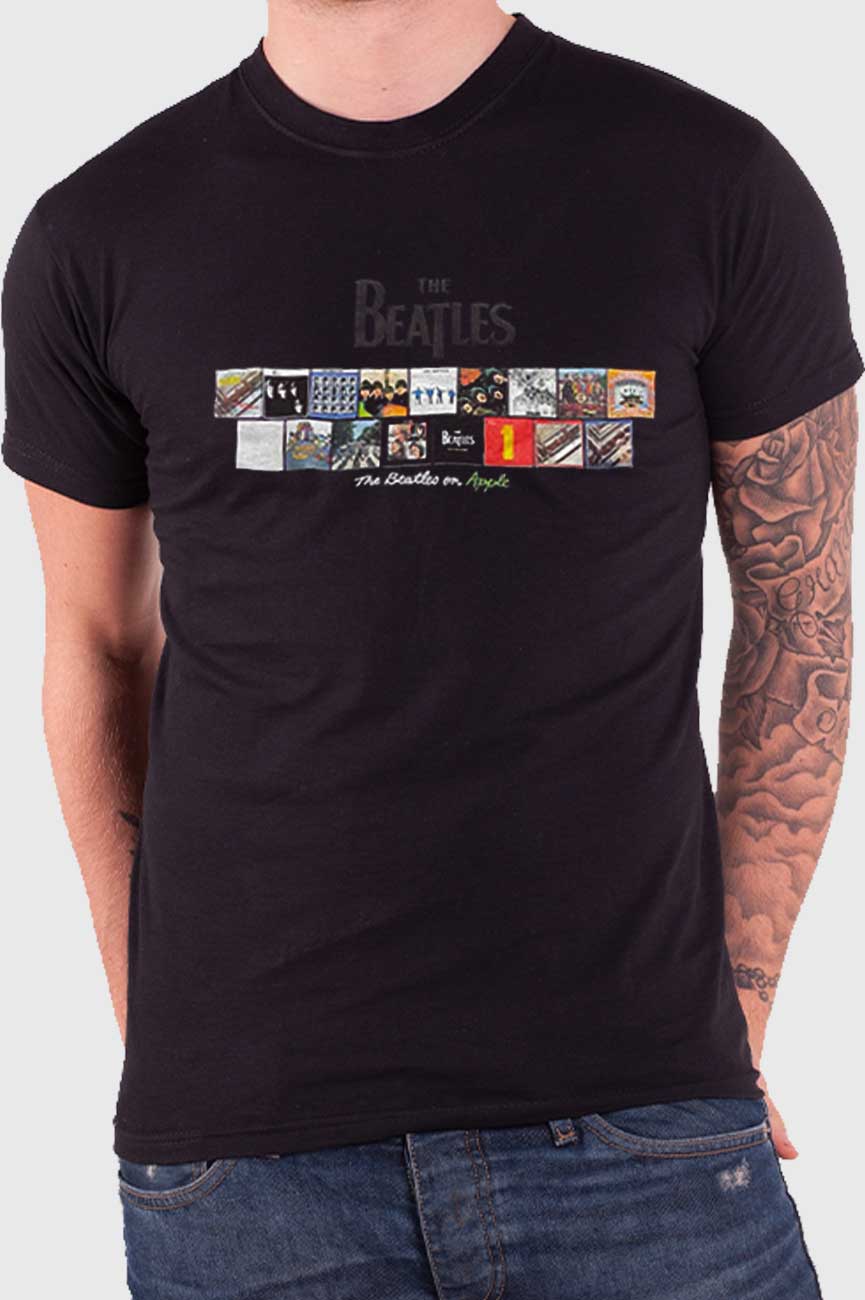 The Beatles Albums on Apple Puff Print T Shirt