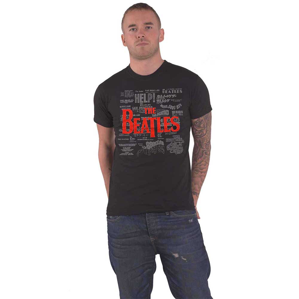 The Beatles Song Titles Puff Print T Shirt