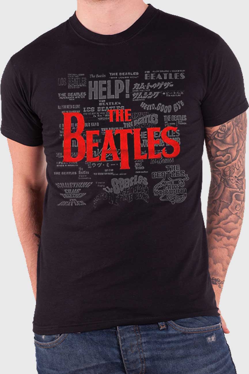 The Beatles Song Titles Puff Print T Shirt
