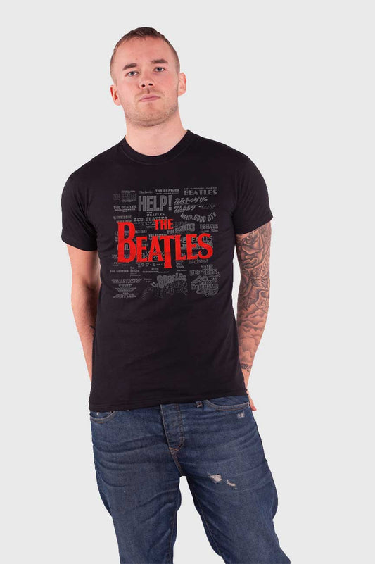 The Beatles Song Titles Puff Print Tee