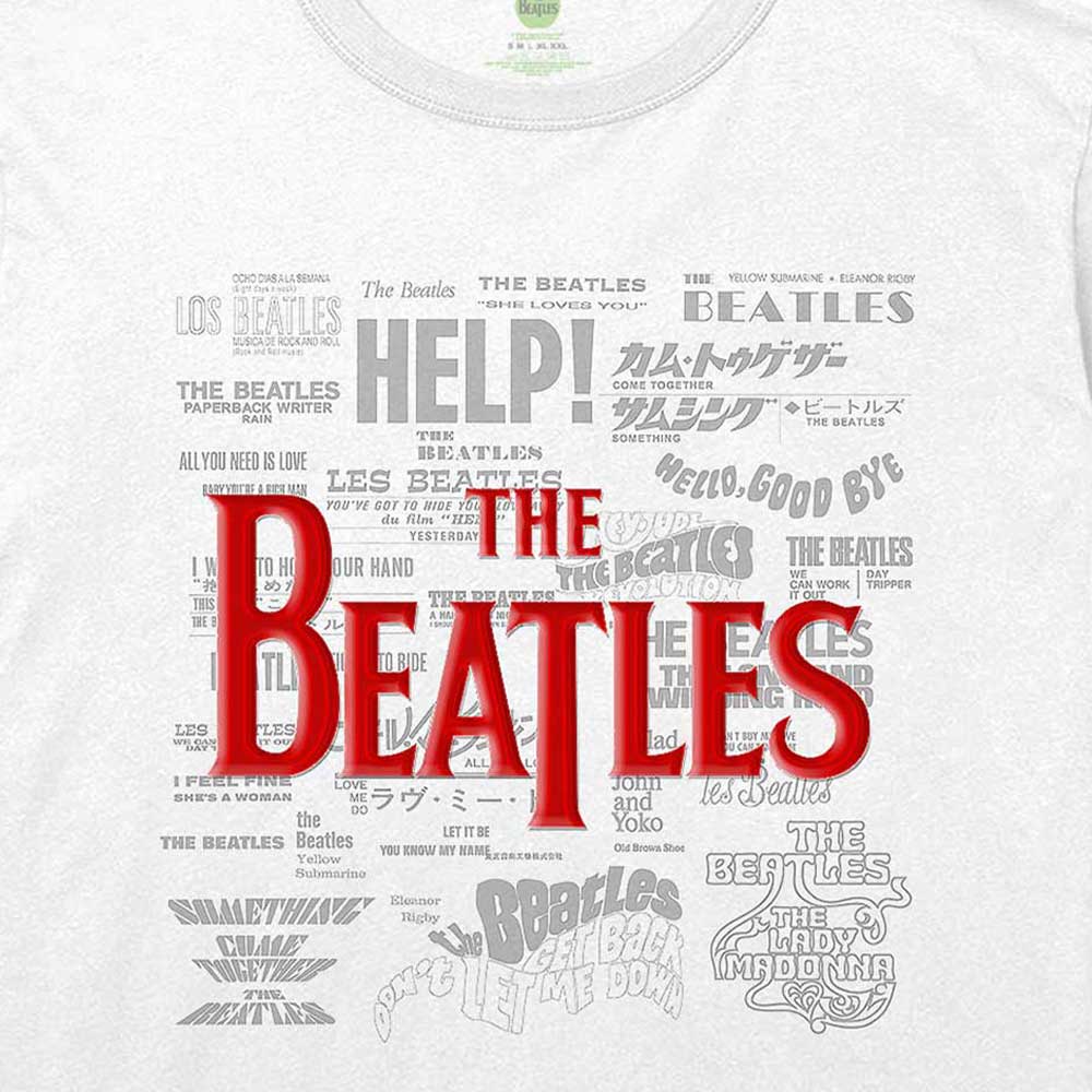 The Beatles Song Titles Puff Print T Shirt