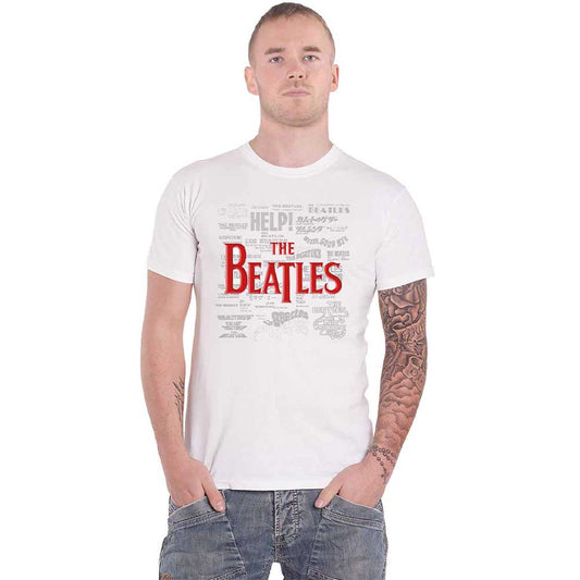 The Beatles Song Titles Puff Print T Shirt