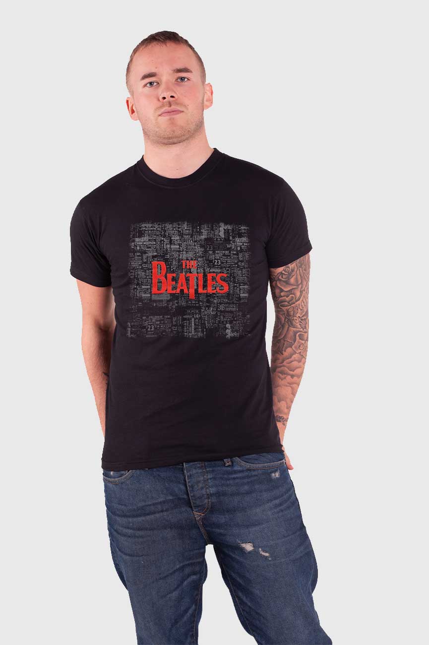 The Beatles Tickets and Band Logo Puff Print T Shirt