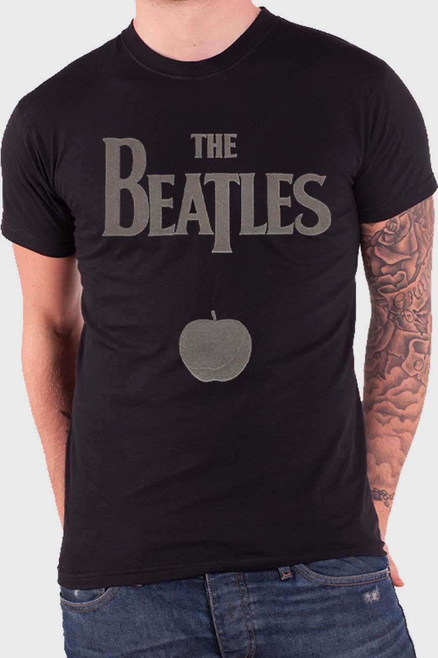 The Beatles Hi-Build Drop T Logo and Apple T Shirt