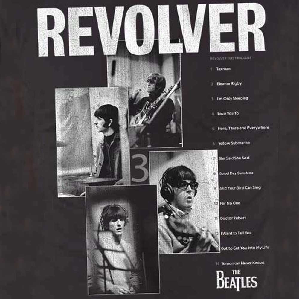 The Beatles T Shirt Revolver Tracklist Band Logo new Official Mens Black