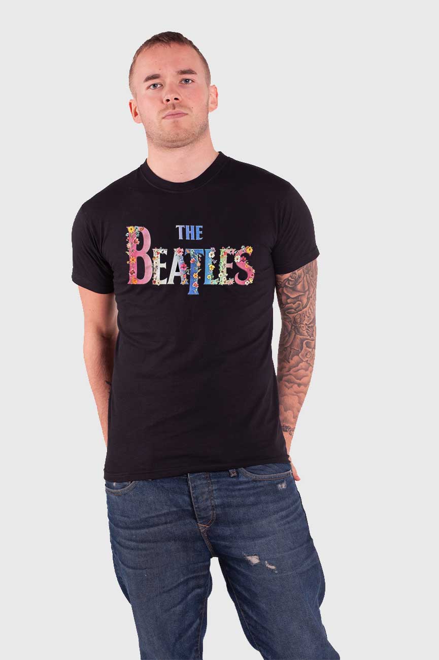 The Beatles Floral Logo T Shirt