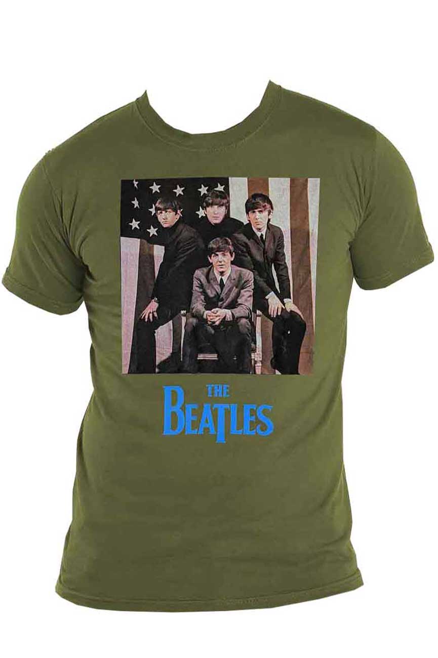 The Beatles T Shirt US Flag Photo Band logo new Official Unisex