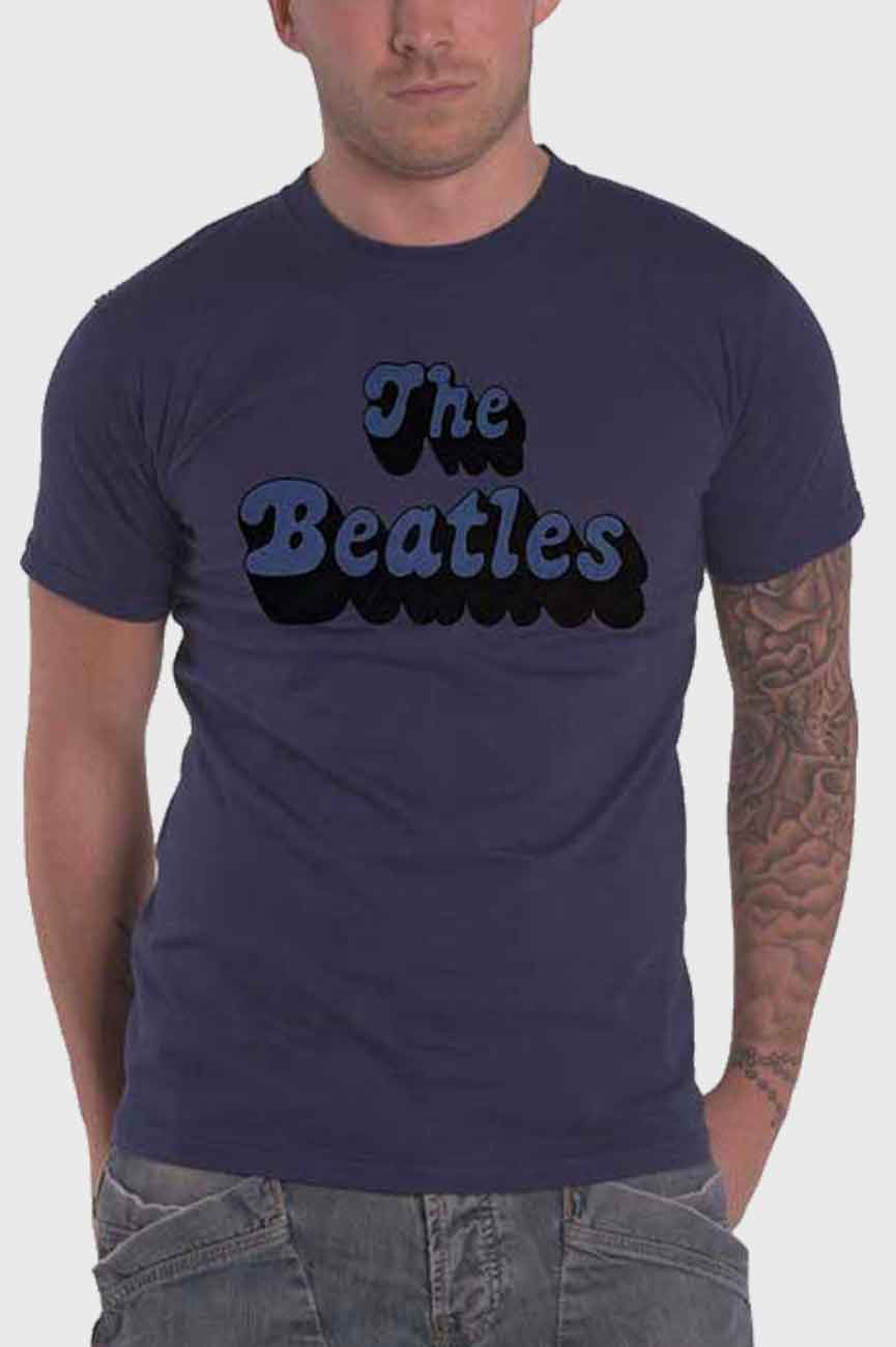 The Beatles Text Band Logo Shadow T Shirt