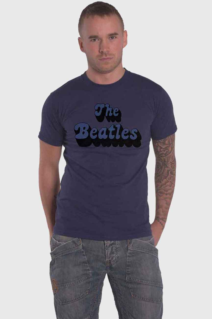 The Beatles Text Band Logo Shadow T Shirt