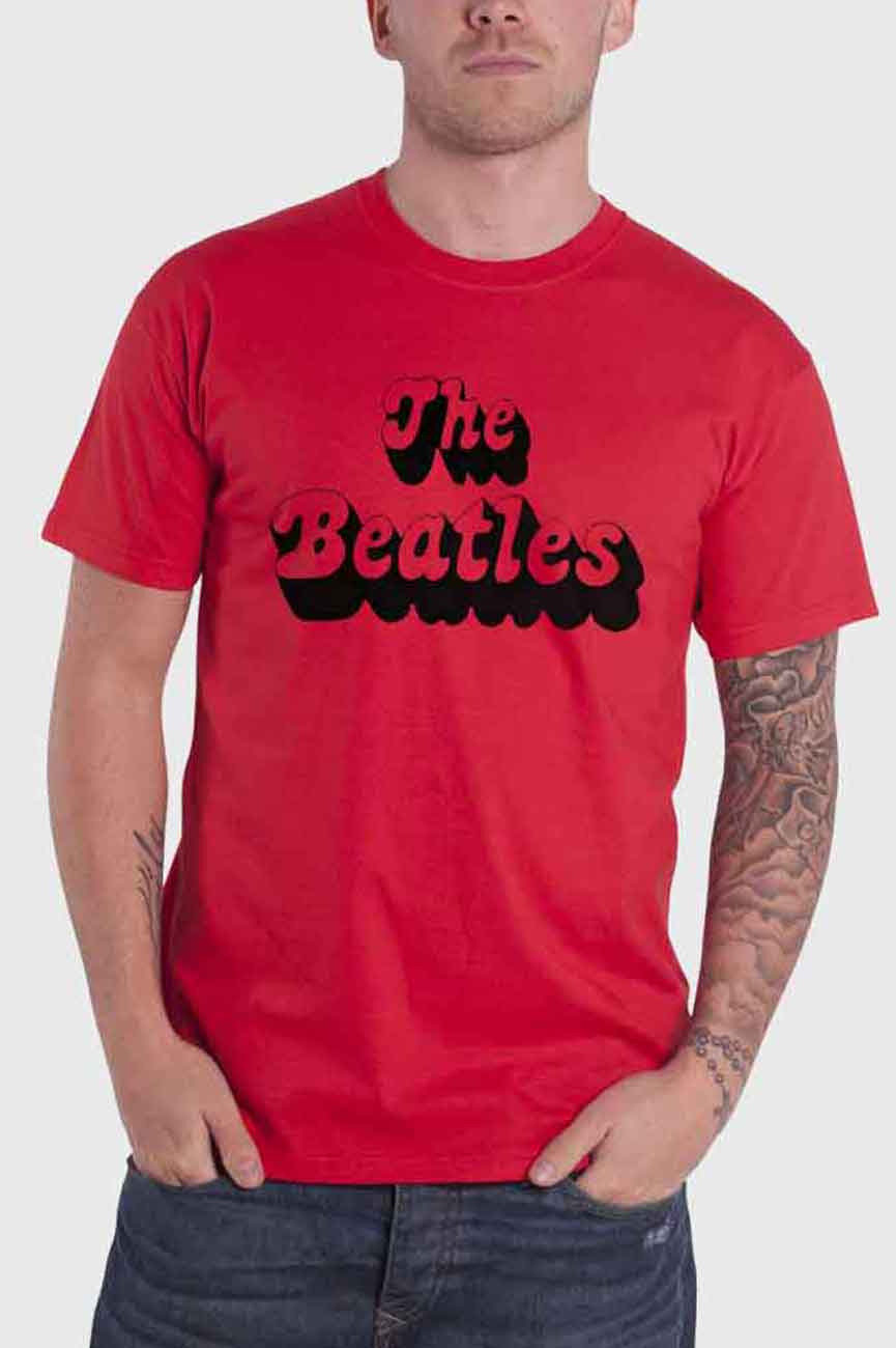 The Beatles Text Band Logo Shadow T Shirt