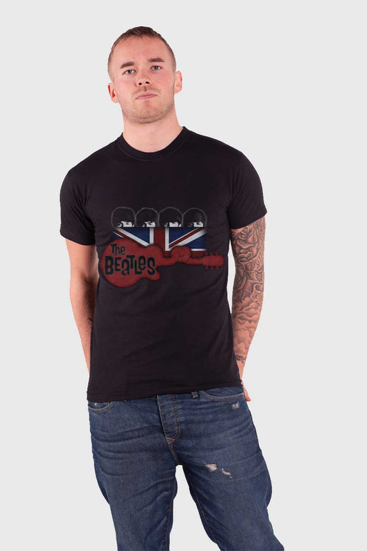 The Beatles Guitar and Flag T Shirt