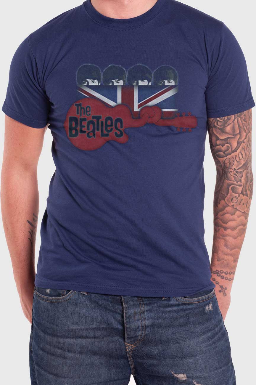 The Beatles Guitar and Flag T Shirt