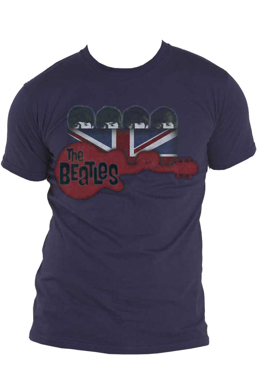 The Beatles Guitar and Flag T Shirt