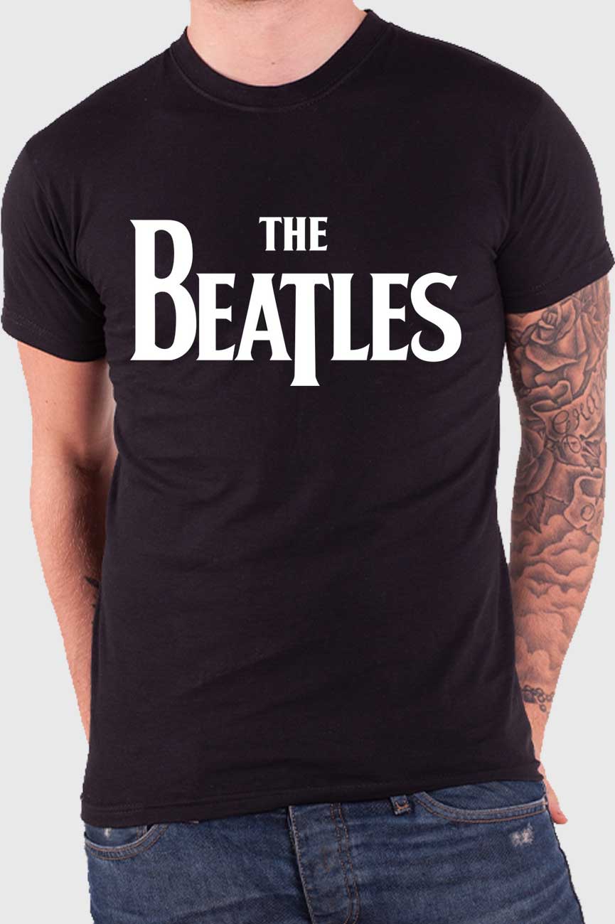 The Beatles Classic Drop T Band Logo T Shirt