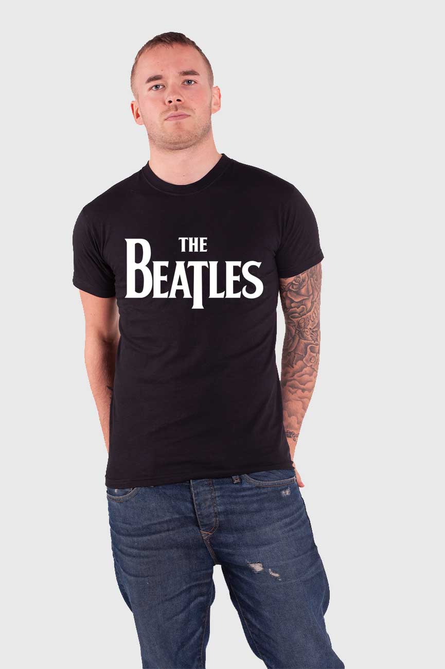 The Beatles Classic Drop T Band Logo T Shirt