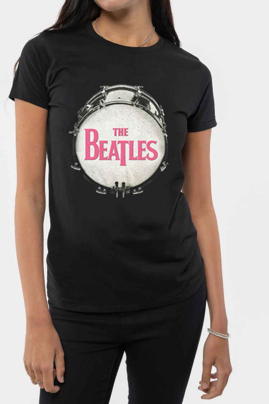 The Beatles Pink Glitter Drum Skinny Fit T Shirt